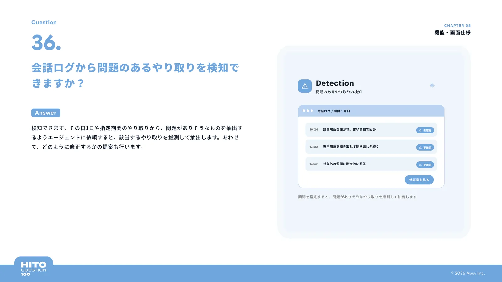 よくある質問100の中面（会話ログからの検知）