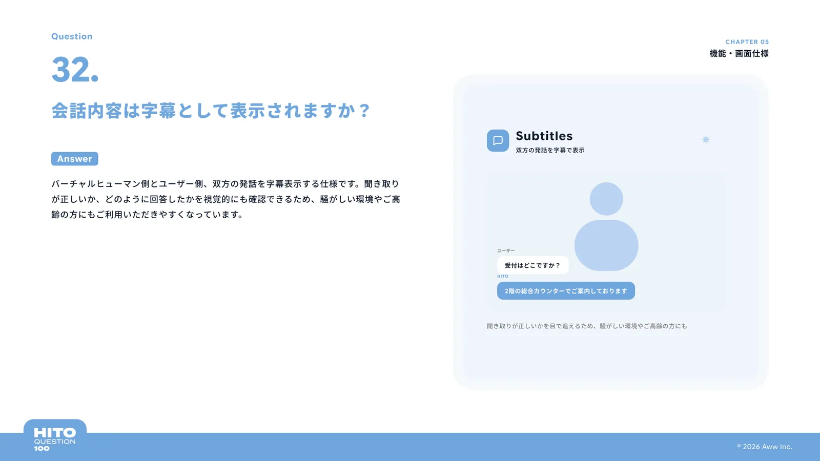 会話内容は字幕として表示されますか？（スライド40ページ目）