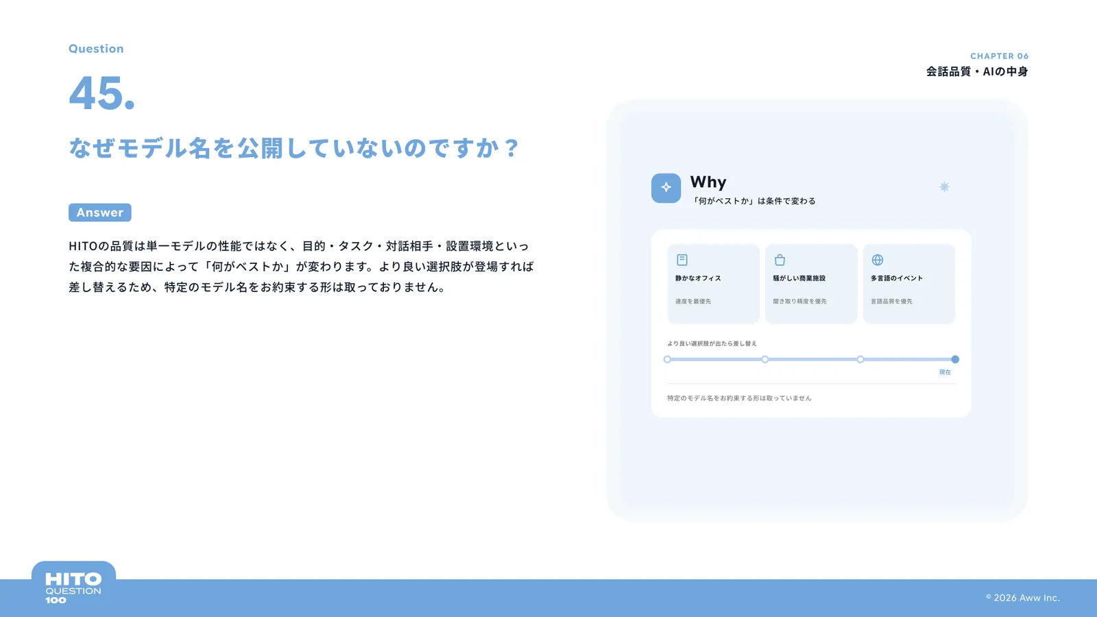 なぜモデル名を公開していないのですか？（スライド54ページ目）