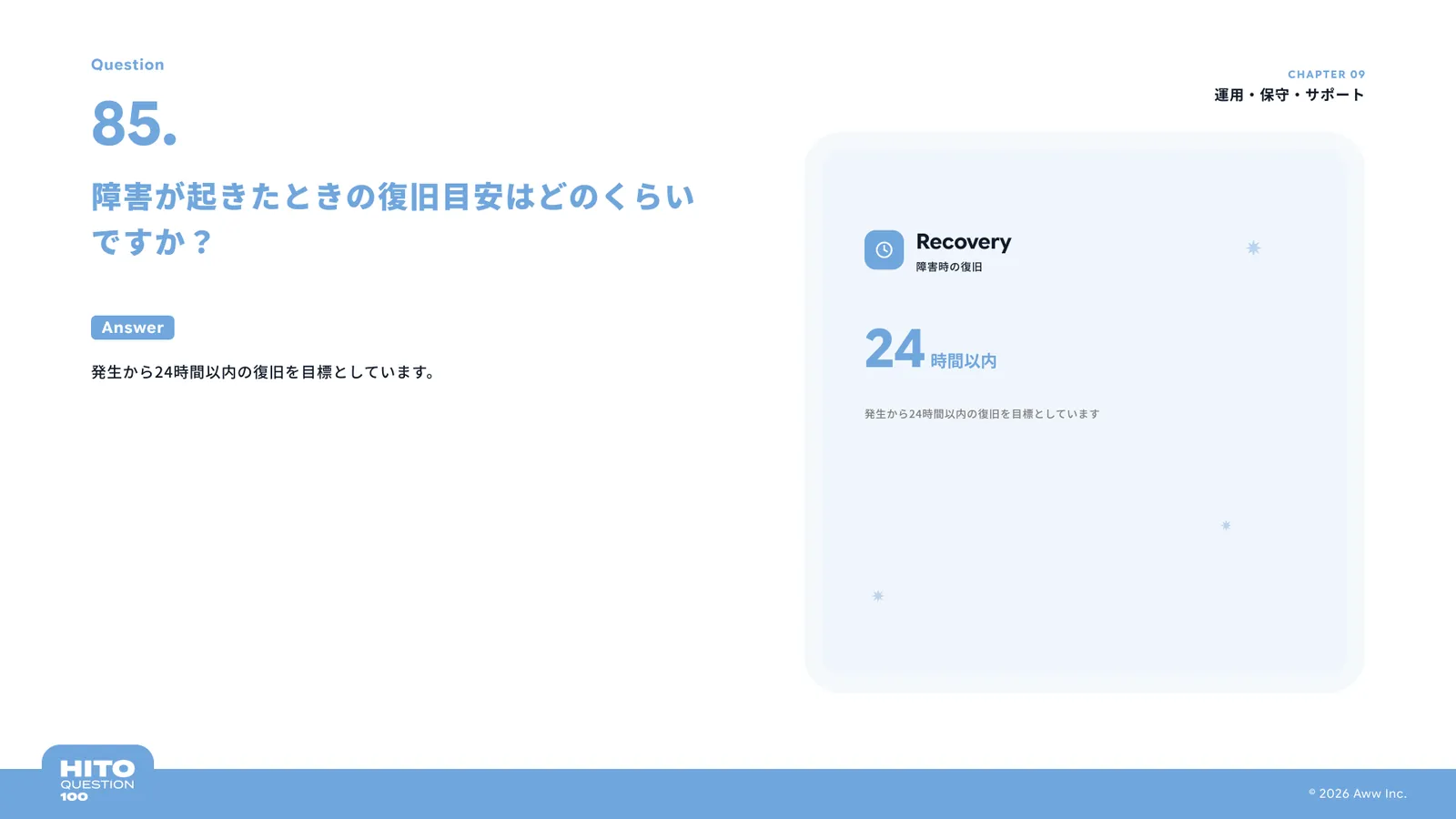 障害が起きたときの復旧目安はどのくらいですか？（スライド97ページ目）